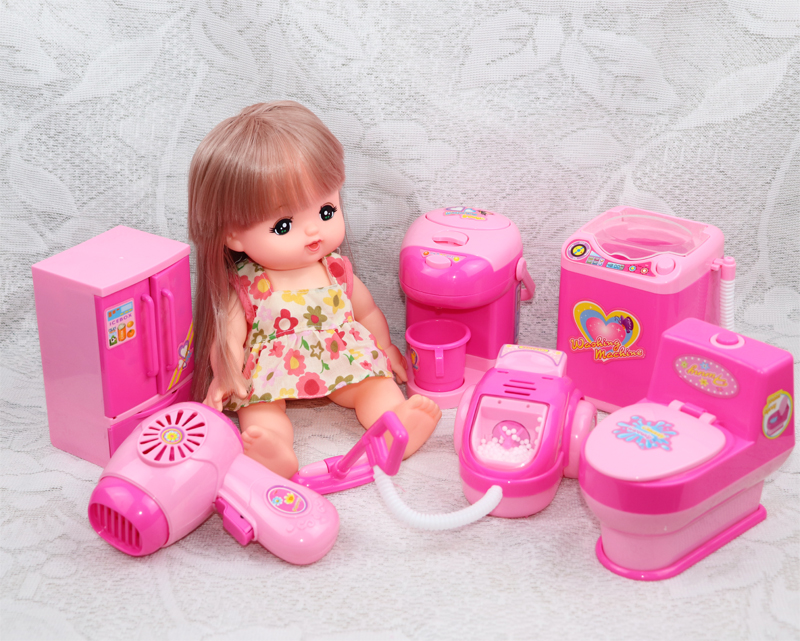 咪露娃娃衣服配件马桶生活用品电动仿真小家电儿童过家家玩具套装