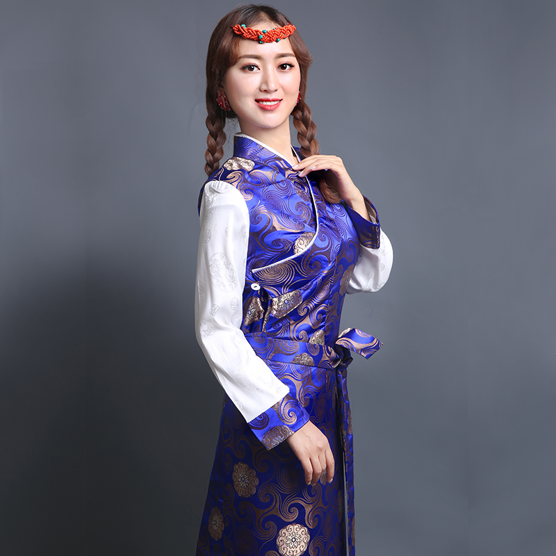 2022新款女西藏服装 藏装女拉萨服安多博拉长袖锦缎藏服西藏藏袍