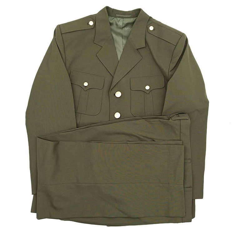 库存全新87西服套装陆军绿色凡立丁毛料夏季干部老式西装干部服