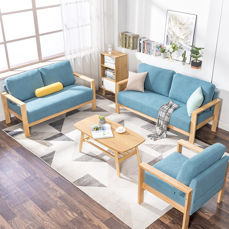 北欧风双人沙发小户型二人位实木布艺单个沙发北欧两人位简约现代