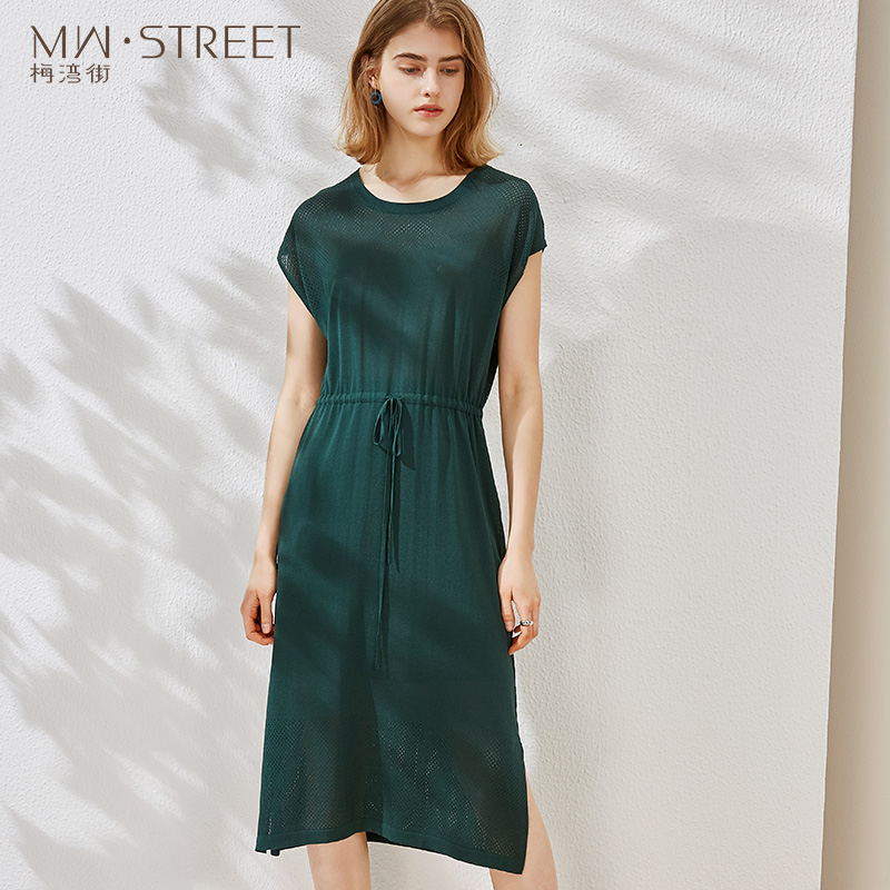梅湾街裙子女夏连衣裙微成熟2020年新款春装气质欧洲系带中长款仙