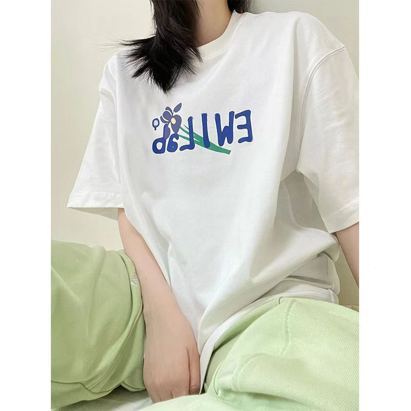 2022白色短袖T恤女韩版宽松大码中长款简约时尚百搭上衣夏季