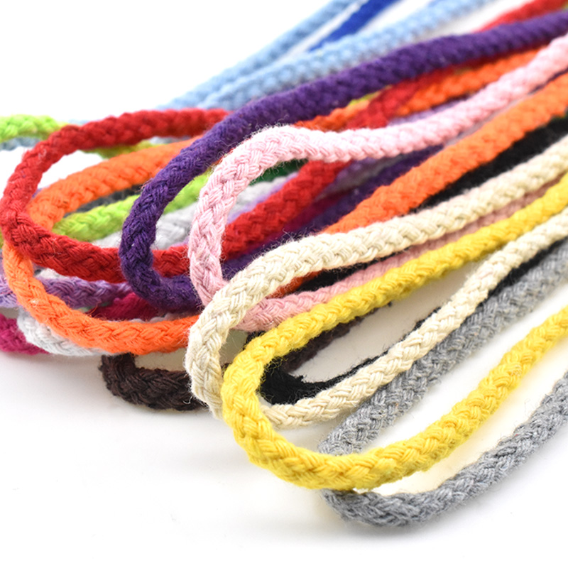 彩色八股编织棉绳5mm手工diy装饰编织挂毯束口抽绳捆绑粗棉线绳子
