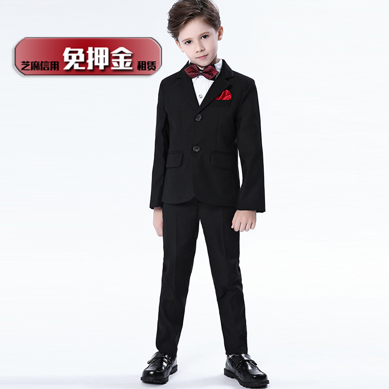 男童黑色礼服出租男孩子绅士正装套装租赁儿童钢琴演出西服酷NX63