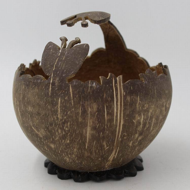 海南特色椰雕纯手工创意实用手提篮椰壳储物罐茶叶罐工艺礼品