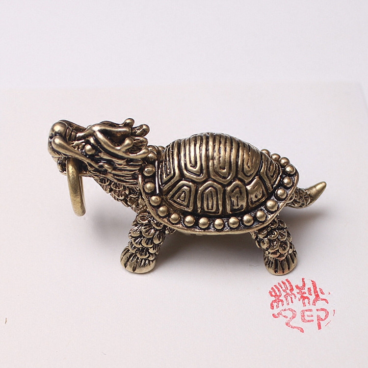 中国风铜饰龙龟乌龟玄武实心黄铜挂件动物钥匙扣配件摆件挂件镇纸