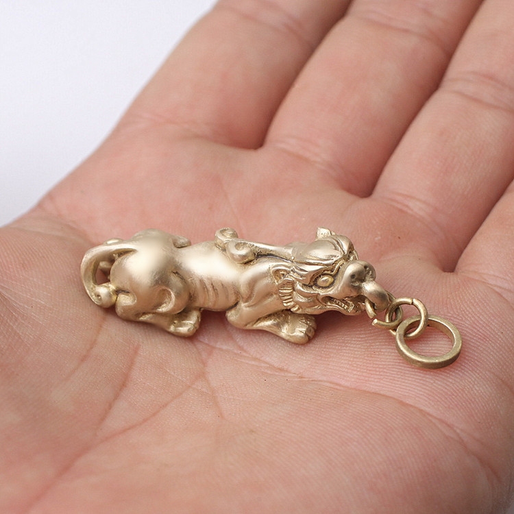 中国风铜饰貔貅纯铜动物钥匙扣吊坠钥匙圈小礼品黄铜挂件精品